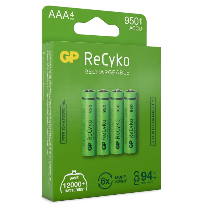 GP ReCyko AAA-batteries 950mAh 4-pack Green GP Batterier