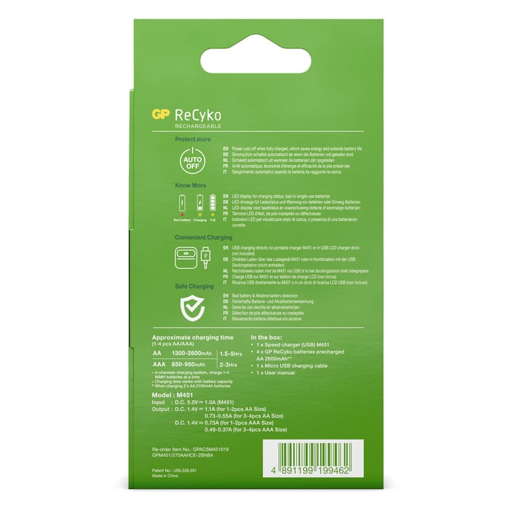 GP Batterier GP ReCyko Speed Charger M451/270AAH  Grey GP Batterier