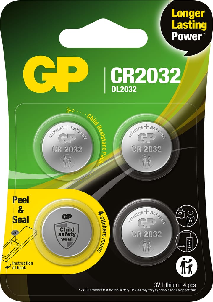 GP Batterier Knappcell Litium Cr 2032 4-Pack Nocolour GP Batterier GP Batterier Knappcell Litium Cr 2032 4-Pack Nocolour GP Batterier
