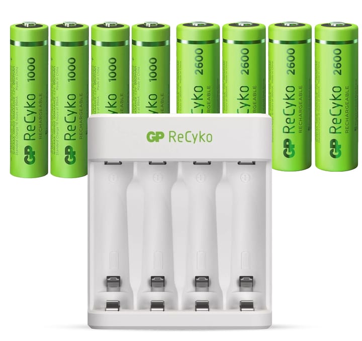 GP Batterier Gp Recyko E411 Charger 4x Aa 2100mah Og 4x Aaa 850mah Batterier GP Batterier GP Batterier Gp Recyko E411 Charger 4x Aa 2100mah Og 4x Aaa 850mah Batterier GP Batterier
