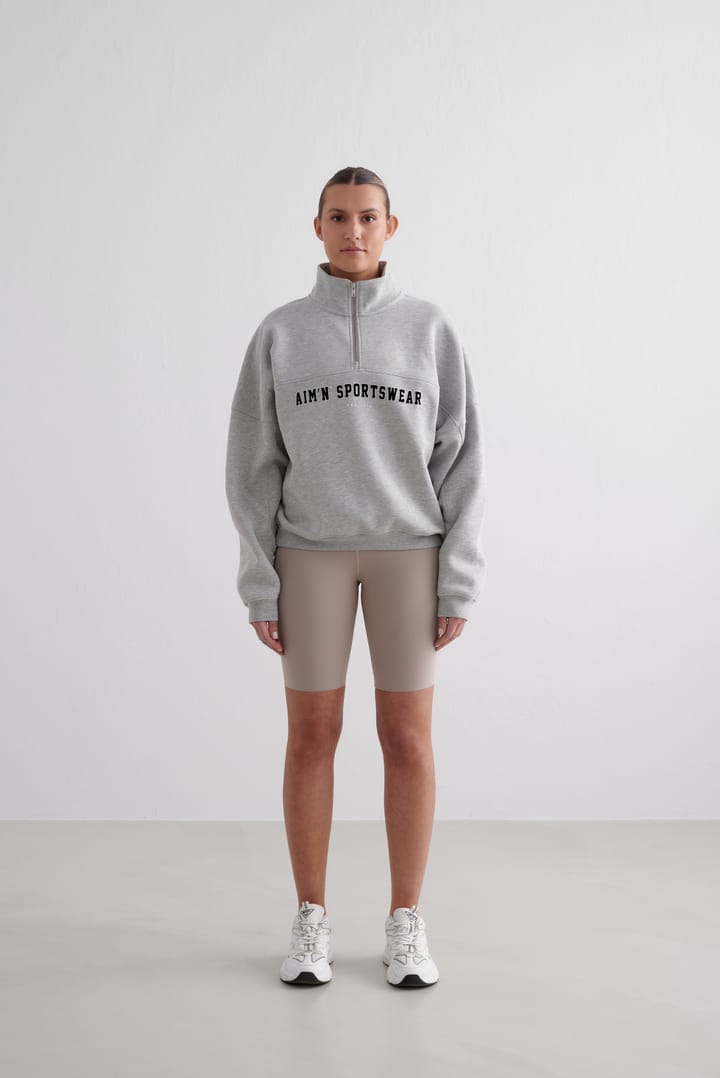 Aim'n Women's Varsity Sweat Half Zip Grey Melange Aim'n