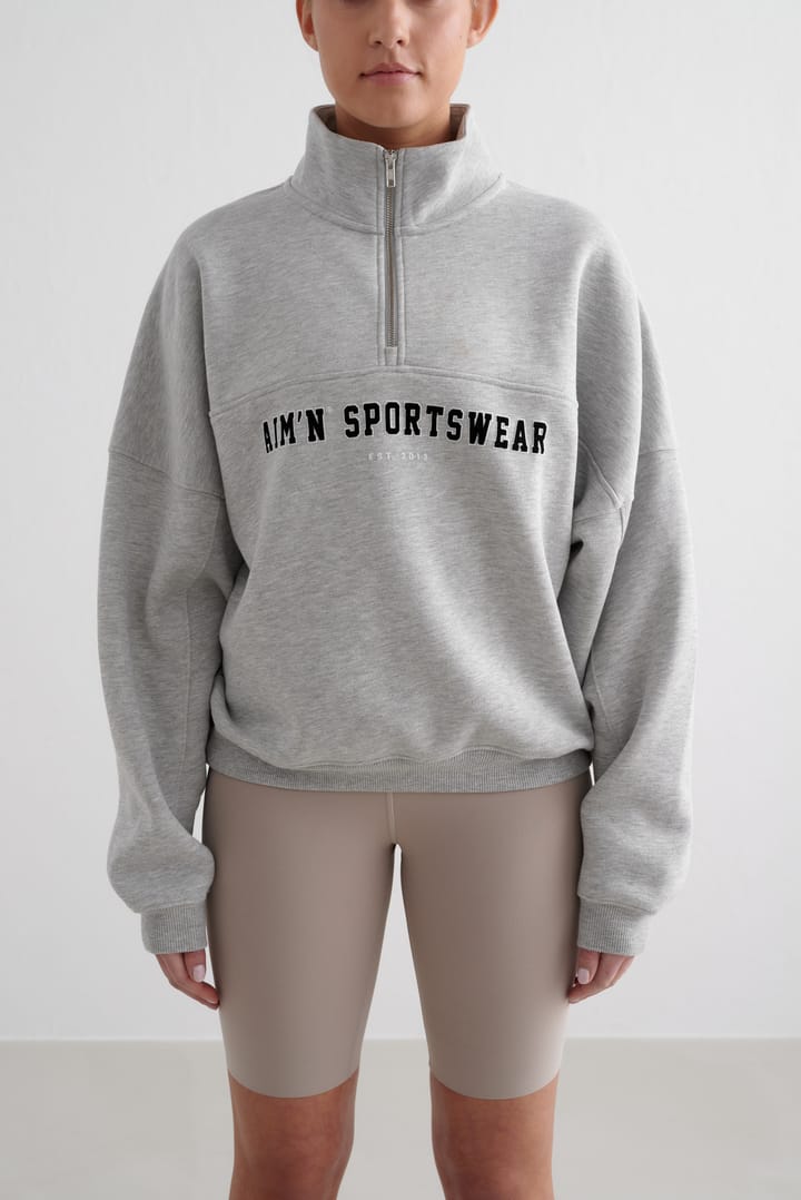 Aim'n Women's Varsity Sweat Half Zip Grey Melange Aim'n