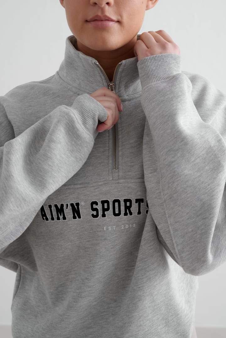 Aim'n Women's Varsity Sweat Half Zip Grey Melange Aim'n