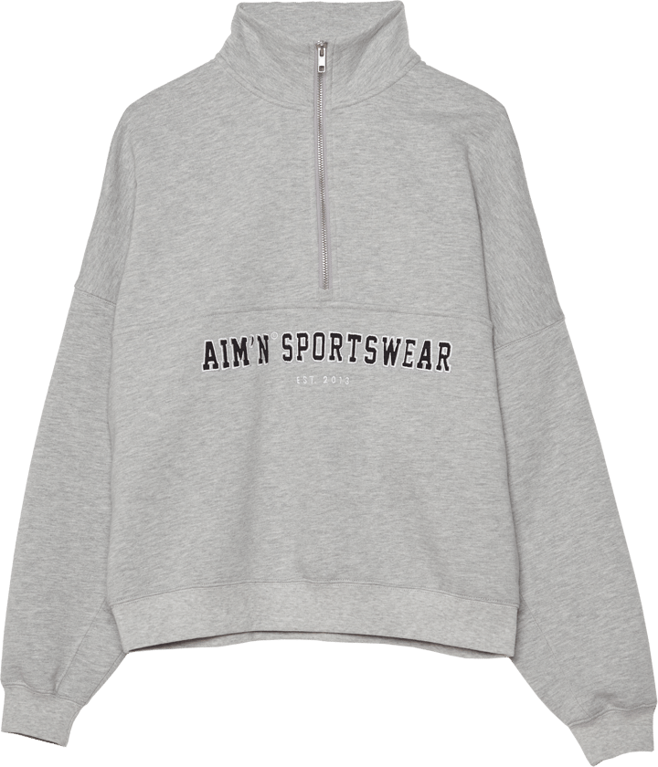 Aim'n Women's Varsity Sweat Half Zip Grey Melange Aim'n
