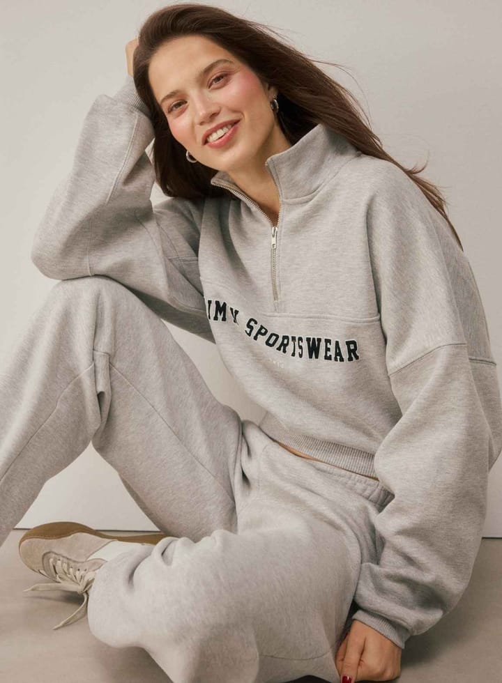 Aim'n Women's Varsity Sweat Half Zip Grey Melange Aim'n