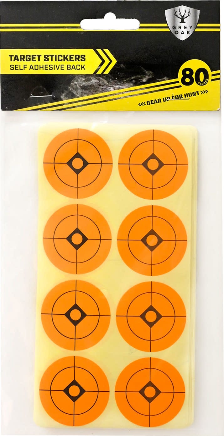 Grey Oak Shooting Target Stickers 38mm Orange Grey Oak