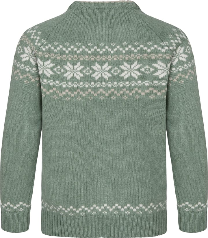 Gridarmor Kids' Snøkrystall Round Neck Ullgenser Green/White/Beige Gridarmor