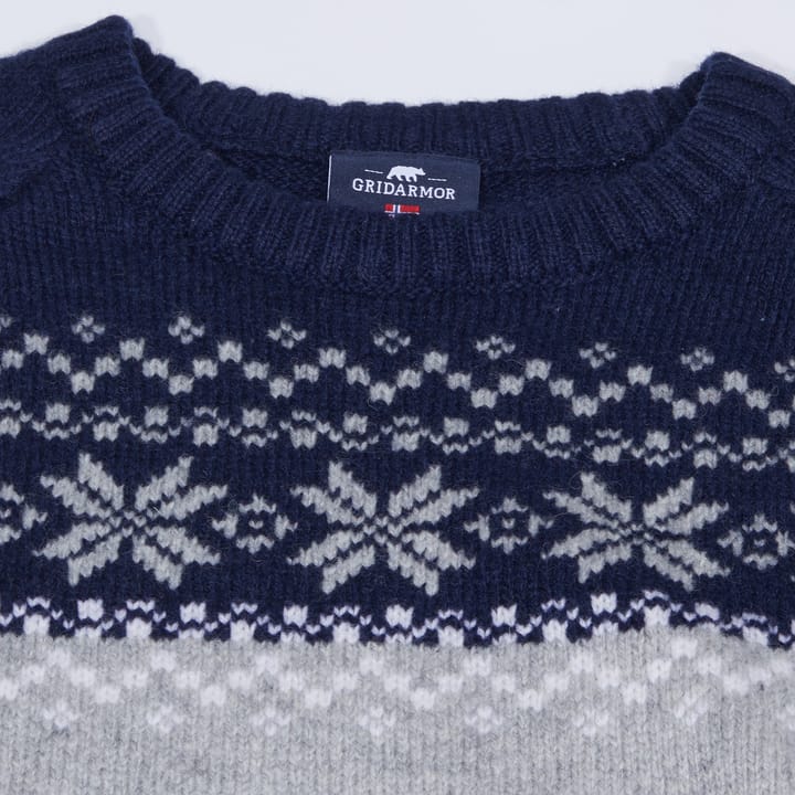 Gridarmor Kids' Snøkrystall Round Neck Ullgenser Light Grey/Dark Navy/White Gridarmor Gridarmor Kids' Snøkrystall Round Neck Ullgenser Light Grey/Dark Navy/White Gridarmor