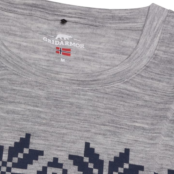 Gridarmor Larsnes Merino T-Skjorte Men Light Grey Melange/Navy Blazer Gridarmor
