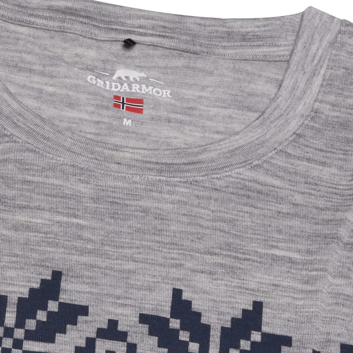 Gridarmor Larsnes Merino T-Skjorte Men Light Grey Melange/Navy Blazer Gridarmor