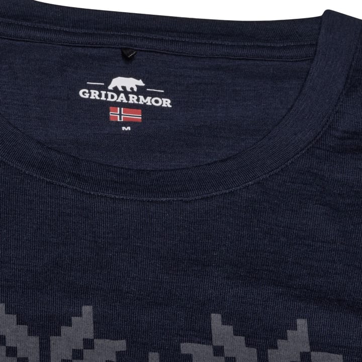 Gridarmor Larsnes Merino T-Skjorte Men Navy Blazer/Asphalt Gridarmor