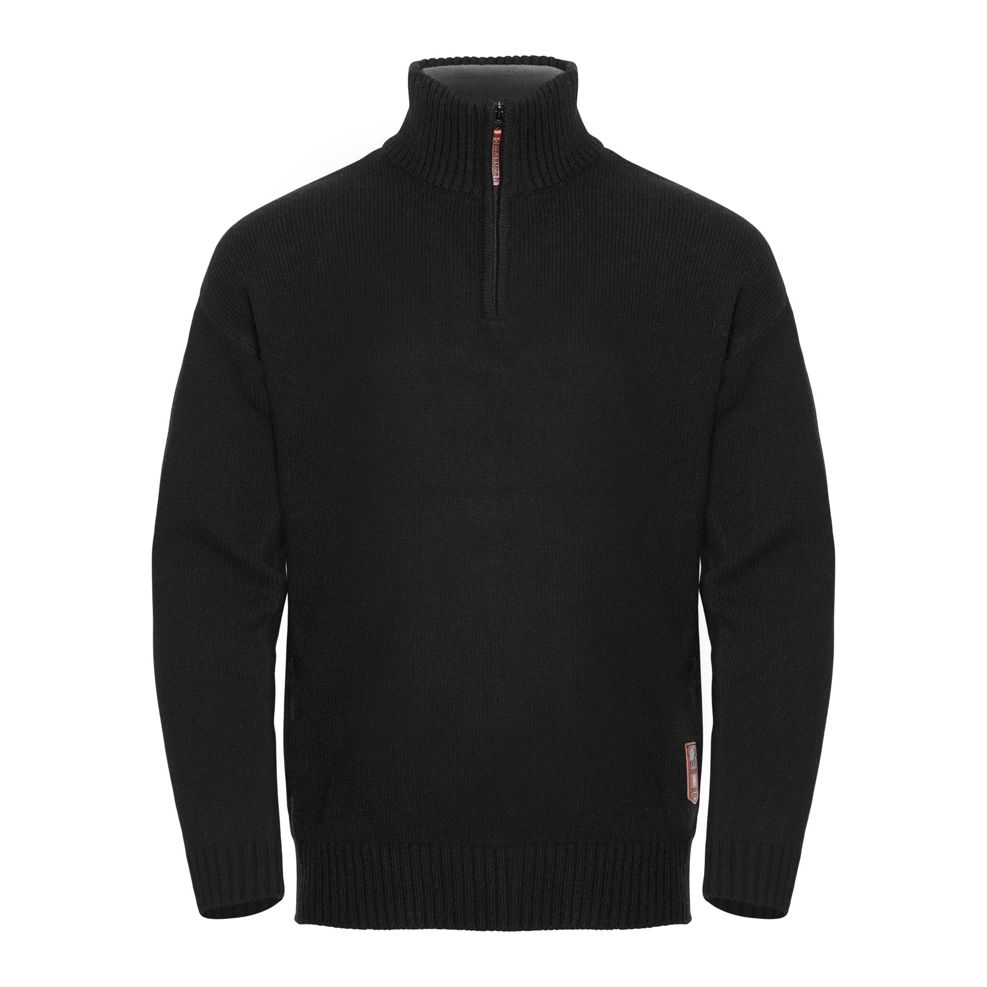 Gridarmor Men's Snøkrystall Solid Half Zip Ullgenser Black Beauty
