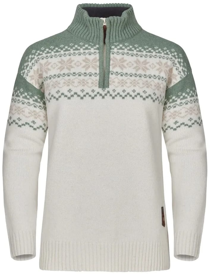 Gridarmor Women's Snøkrystall Half Zip Ullgenser White/Green/Beige Gridarmor Gridarmor Women's Snøkrystall Half Zip Ullgenser White/Green/Beige Gridarmor