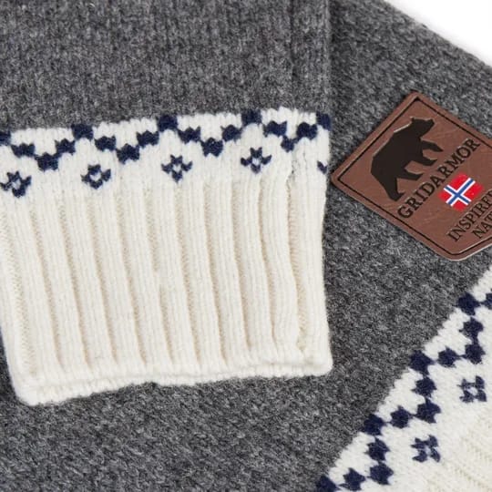 Gridarmor Women’s Snøkrystall Round Neck Ullgenser Mid Greymelange/White