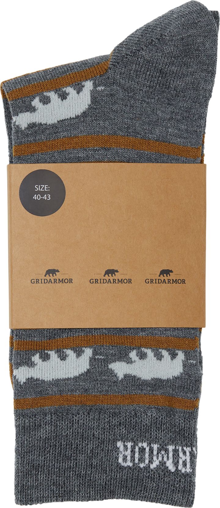 Striped Bear Merino Socks Grey/beige/white Gridarmor