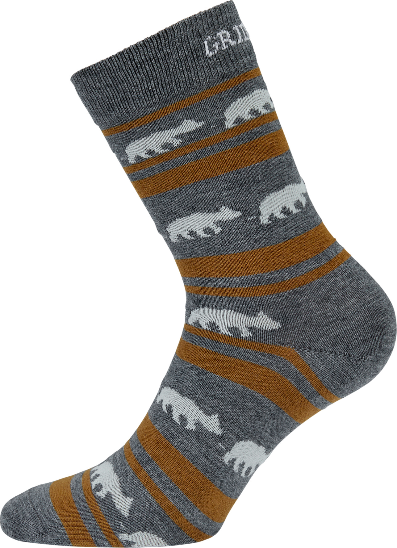 Striped Bear Merino Socks Grey/beige/white