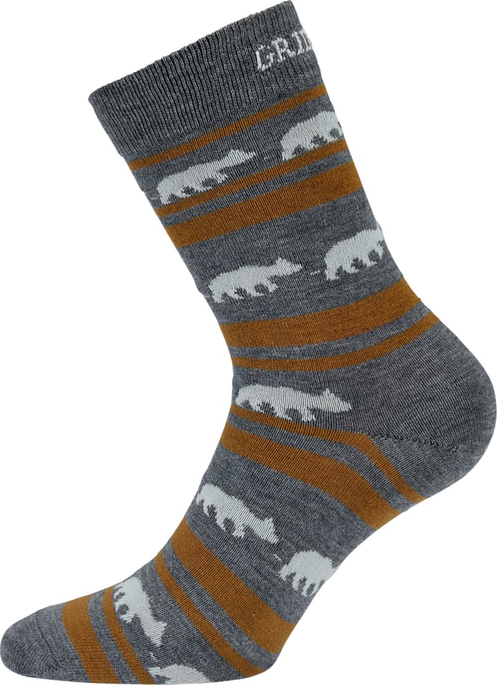 Striped Bear Merino Socks Grey/beige/white Gridarmor