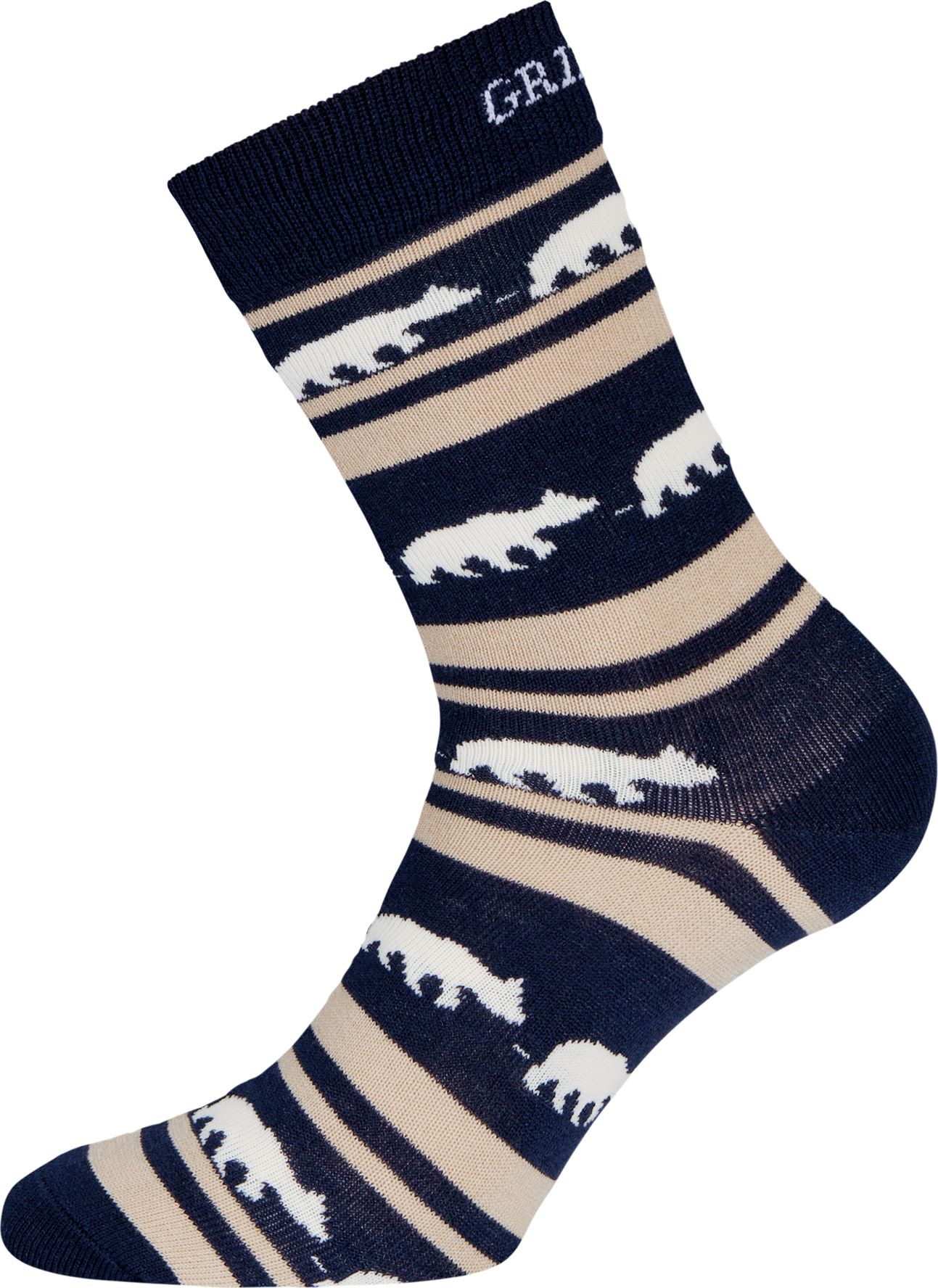 Striped Bear Merino Socks Navy Blazer