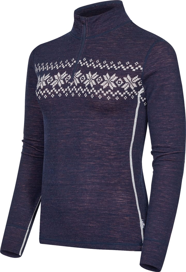 Gridarmor Women's Snøkrystal Jacquard Ullgenser Navy Blazer Gridarmor