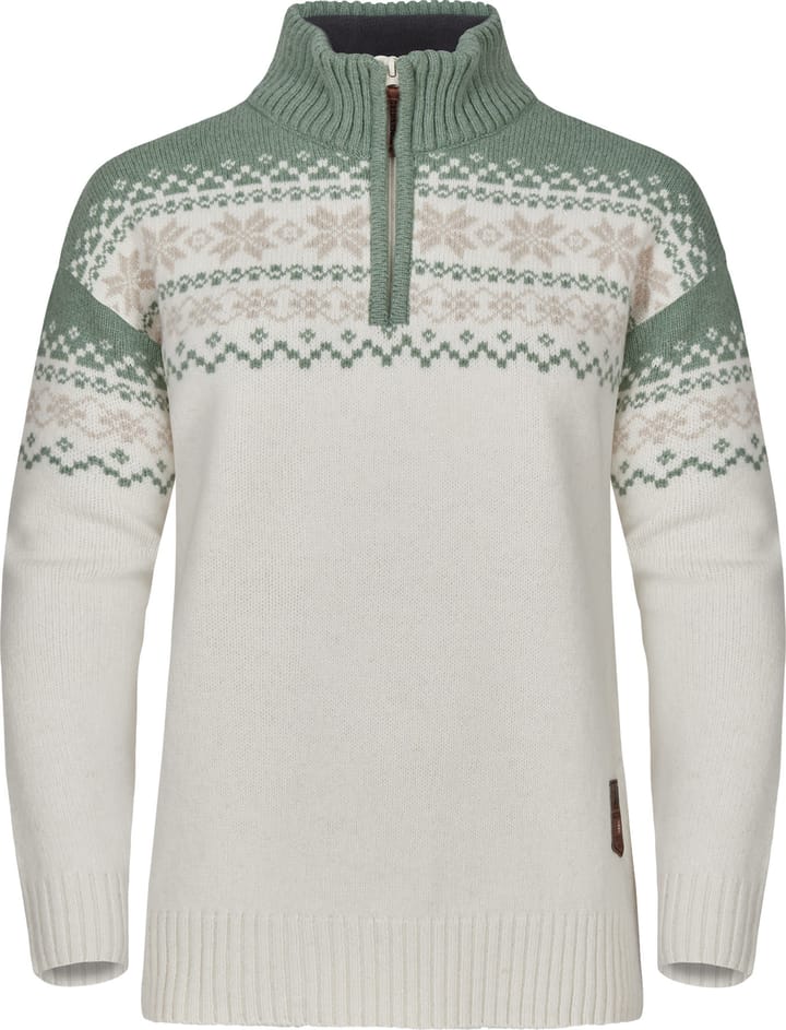 Gridarmor Women's Snøkrystall Half Zip Ullgenser White/Green/Beige Gridarmor Gridarmor Women's Snøkrystall Half Zip Ullgenser White/Green/Beige Gridarmor