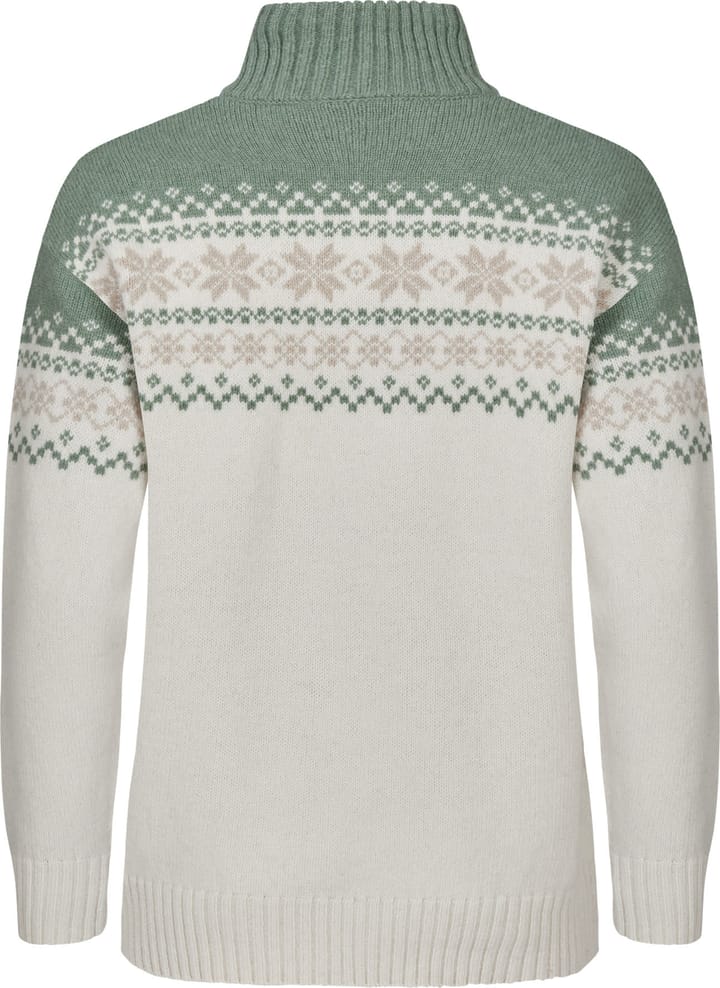 Gridarmor Women's Snøkrystall Half Zip Ullgenser White/Green/Beige Gridarmor