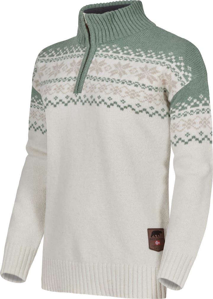 Gridarmor Women's Snøkrystall Half Zip Ullgenser White/Green/Beige Gridarmor