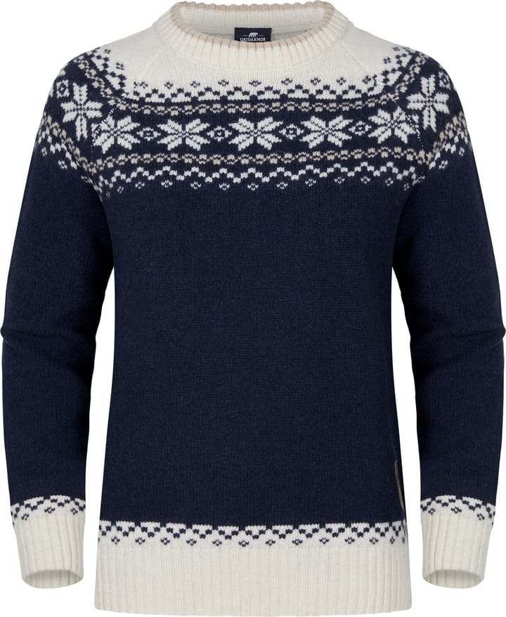 Gridarmor Women�’s Snøkrystall Round Neck Ullgenser Navy Blue/Beige/White Gridarmor