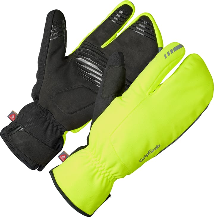 Gripgrab Nordic 2 Windproof Deep Winter Lobster Gloves Yellow Hi-Vis Gripgrab