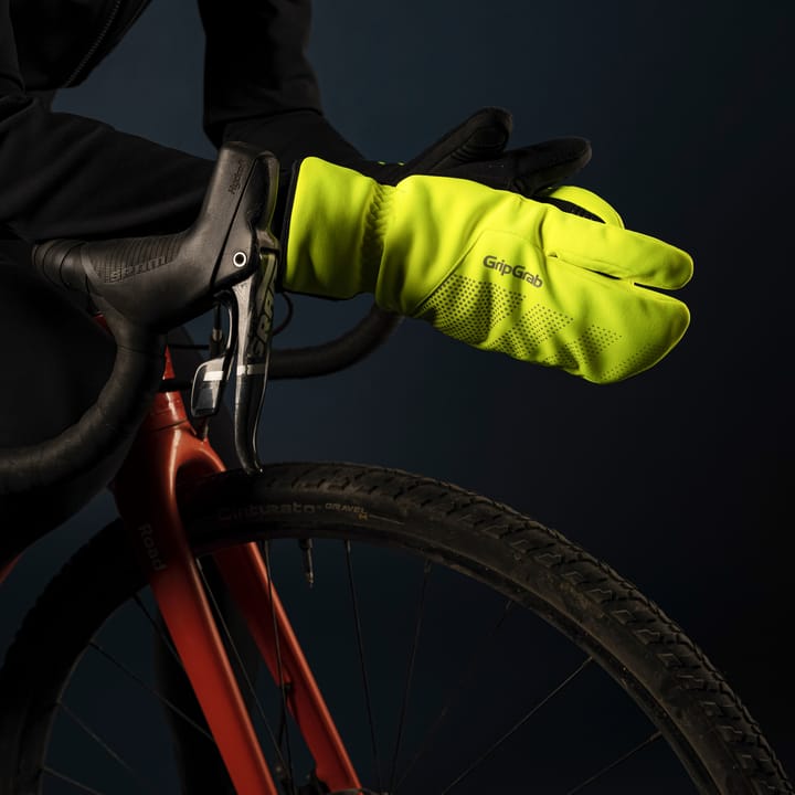 Gripgrab Ride Windproof Deep Winter Lobster Gloves Yellow Hi-Vis Gripgrab