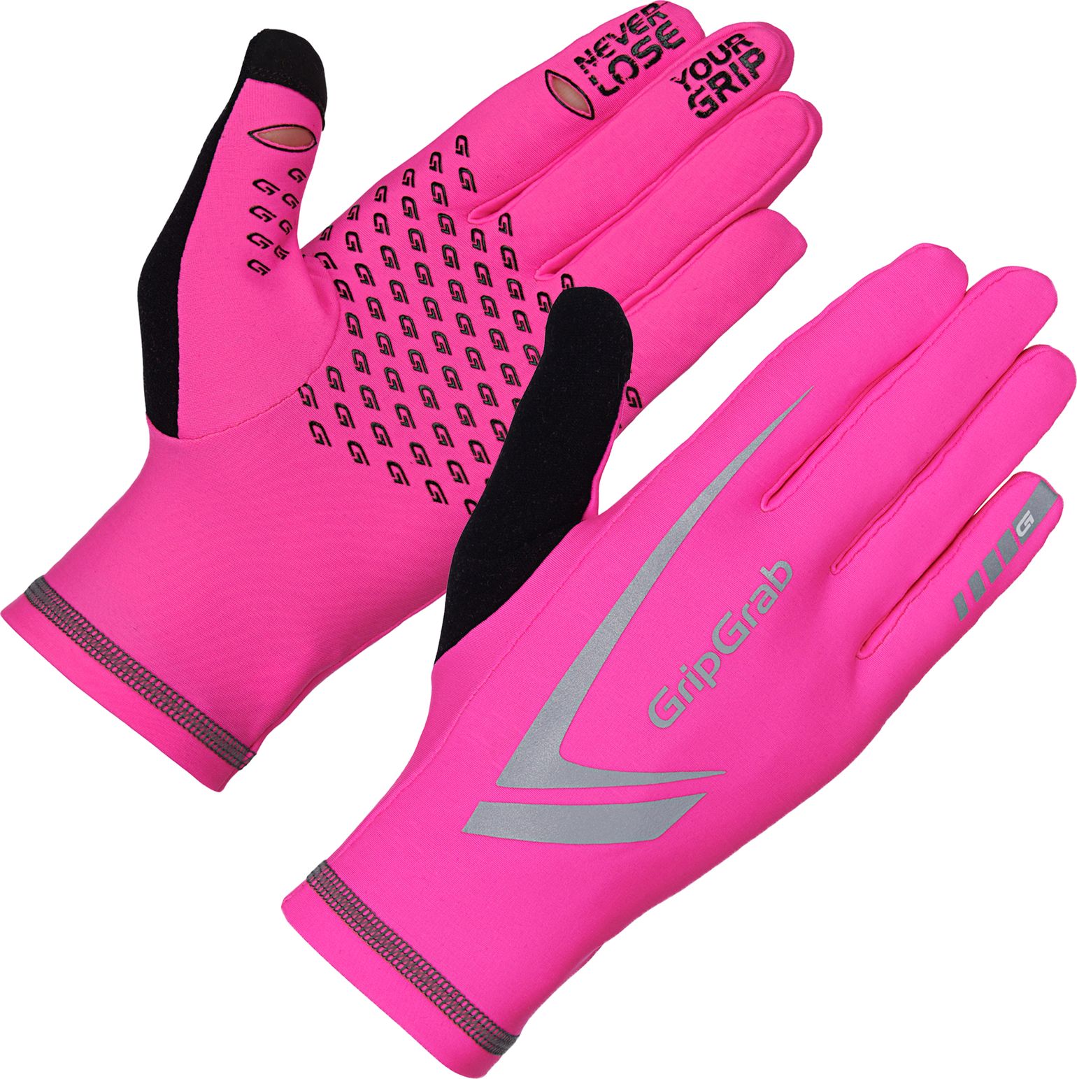 Gripgrab Running Expert Hi-Vis Touchscreen Winter Gloves Pink Hi-Vis
