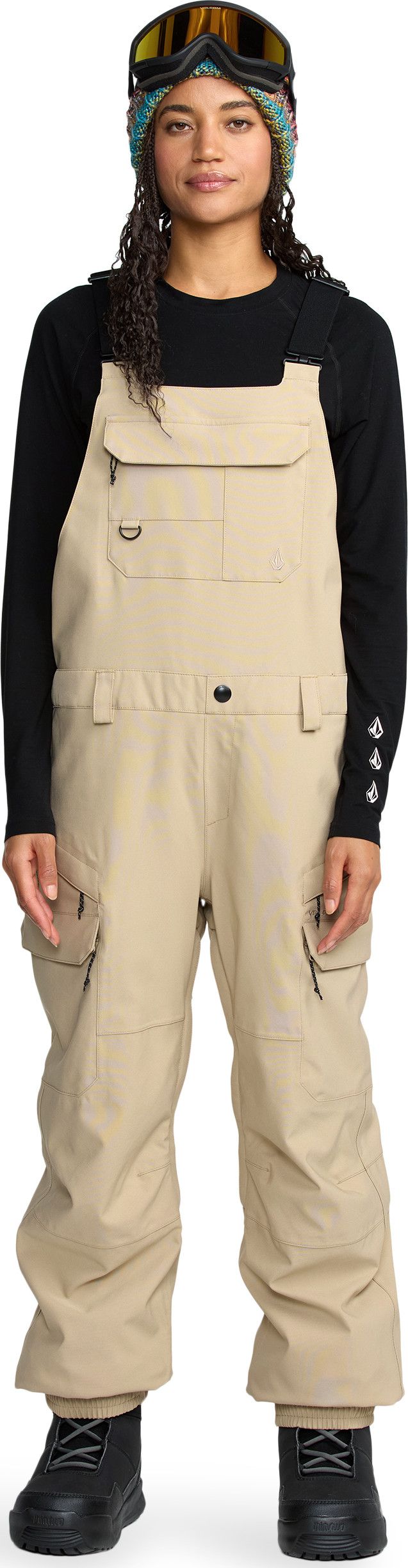 Volcom Women’s Creston 3D Stretch Bib Overall Oatmeal Volcom