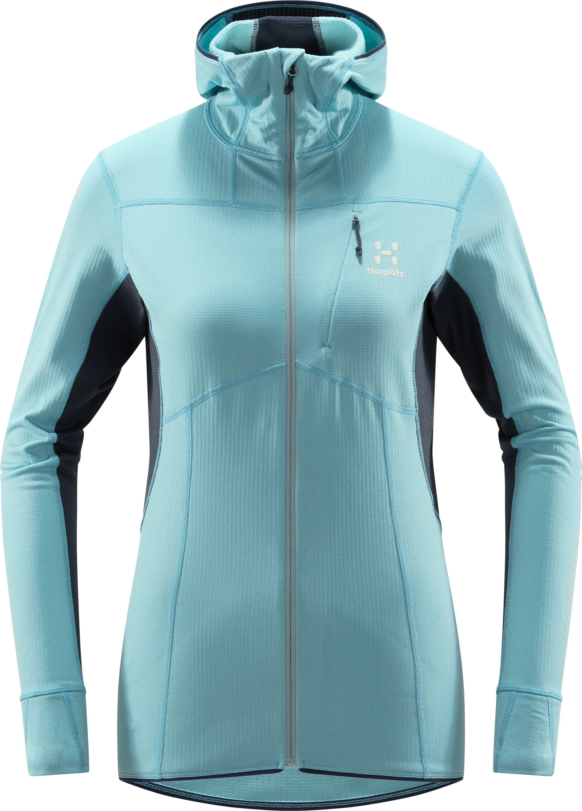 Haglöfs Women's L.I.M Mid Comp Hood Frost Blue/Tarn Blue Mellanlager tröjor XL