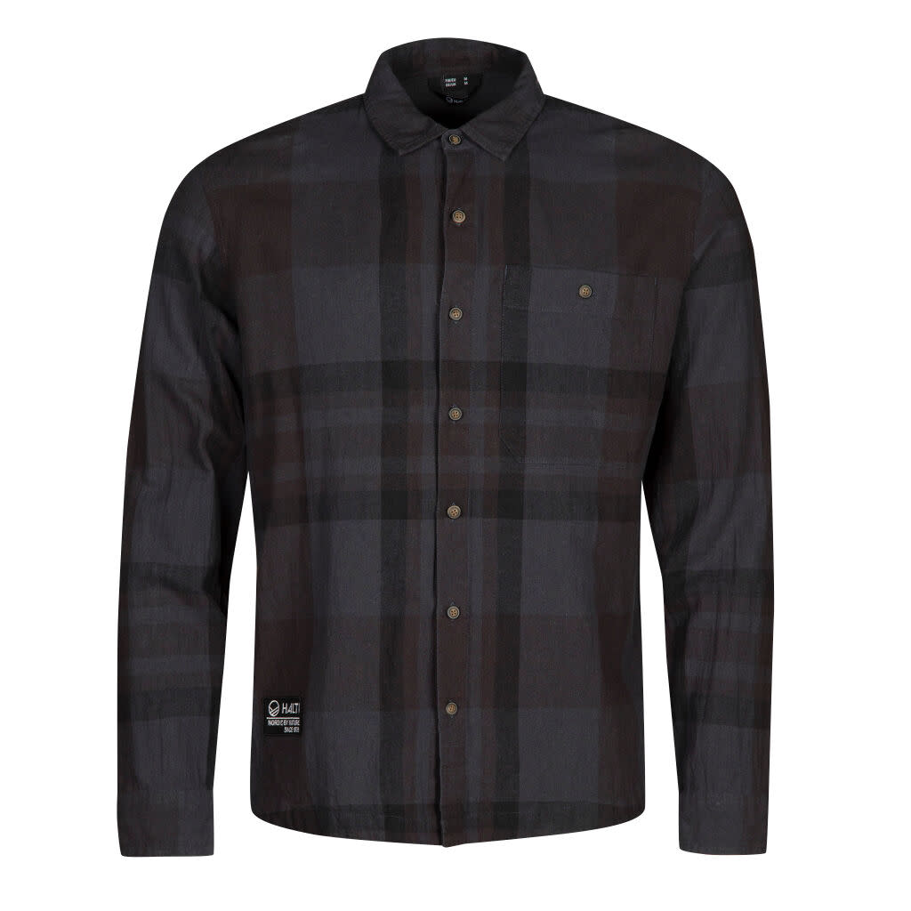 Halti Men's Hiker Trekking Shirt Black Sand Grey Print Langermede skjorter XL
