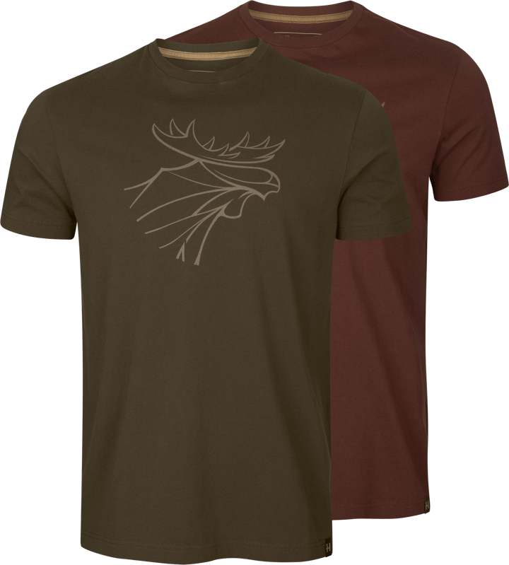 Härkila Men's Härkila Graphic T-shirt 2-pack Willow green/Burgundy Härkila