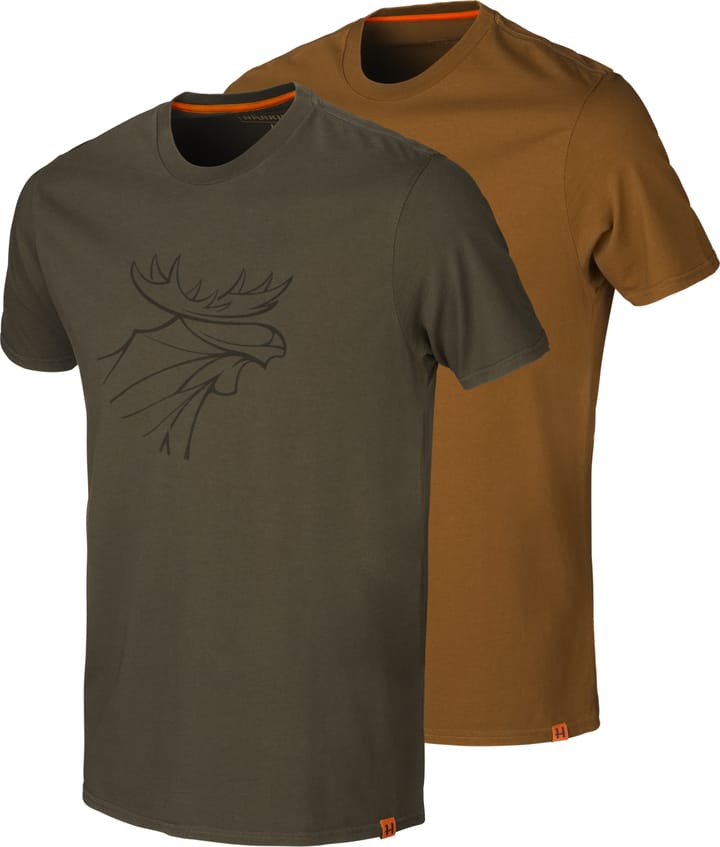 Härkila Men's Härkila Graphic T-Shirt 2-Pack Willow Green/Slate Brown Härkila