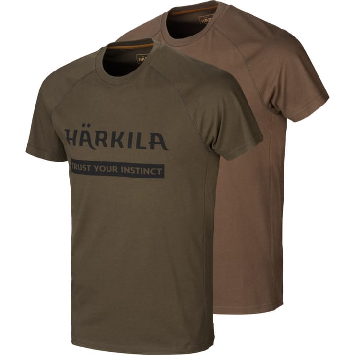 Härkila Men's Härkila Logo T-Shirt 2-Pack Willow Green/Slate Brown Härkila