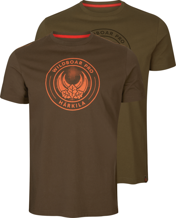 Men's Wildboar Pro Short Sleeve T-Shirt 2-Pack Light willow green/Demitasse brown Härkila