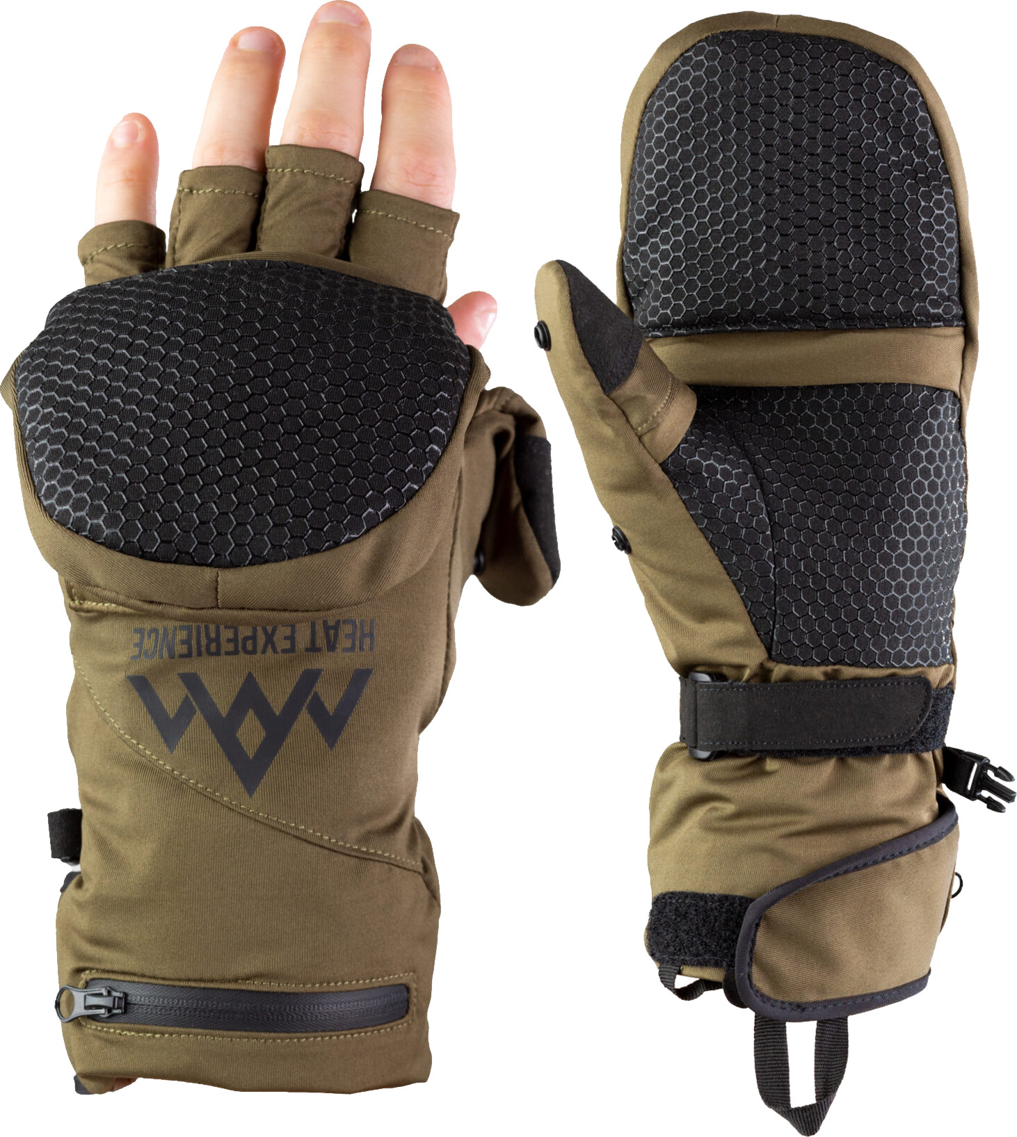 Heat Experience Heated Hunt Pullover Mittens Green