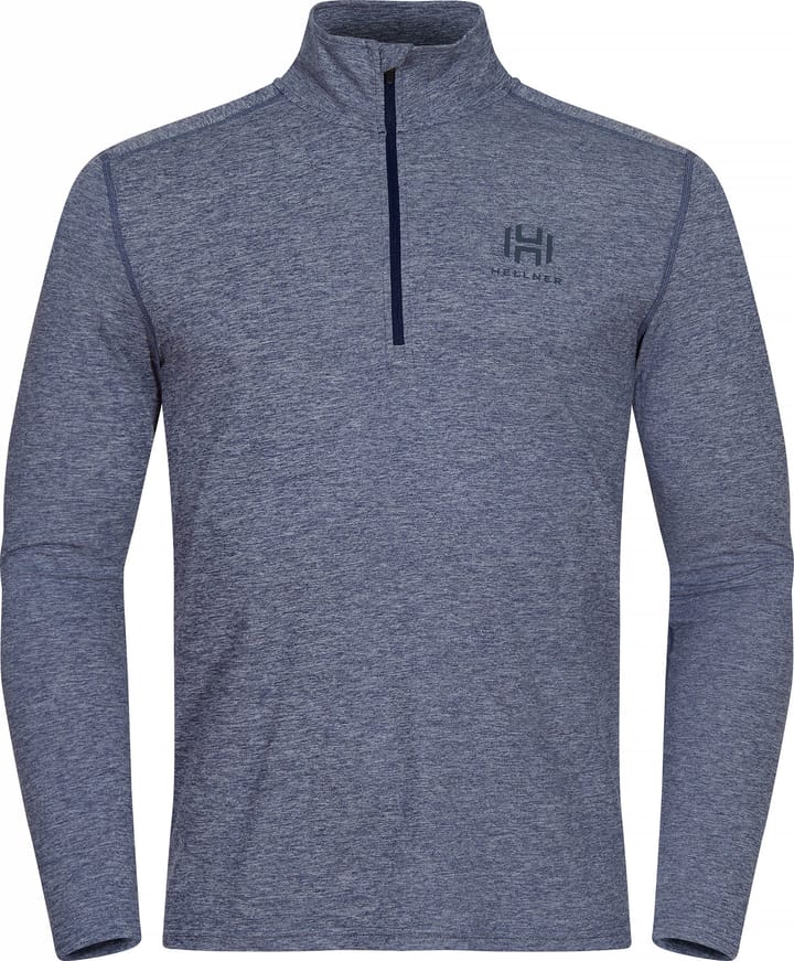 Hellner Men's Nunis Halfzip Long Sleeve Tee  Dress Blue Melange Hellner