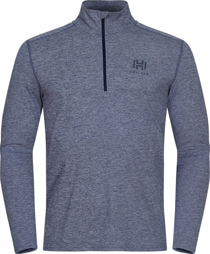 Hellner Men's Nunis Halfzip Long Sleeve Tee  Dress Blue Melange Hellner