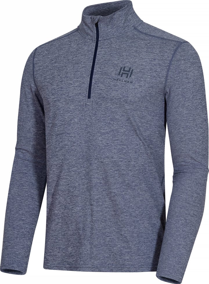 Hellner Men's Nunis Halfzip Long Sleeve Tee  Dress Blue Melange Hellner