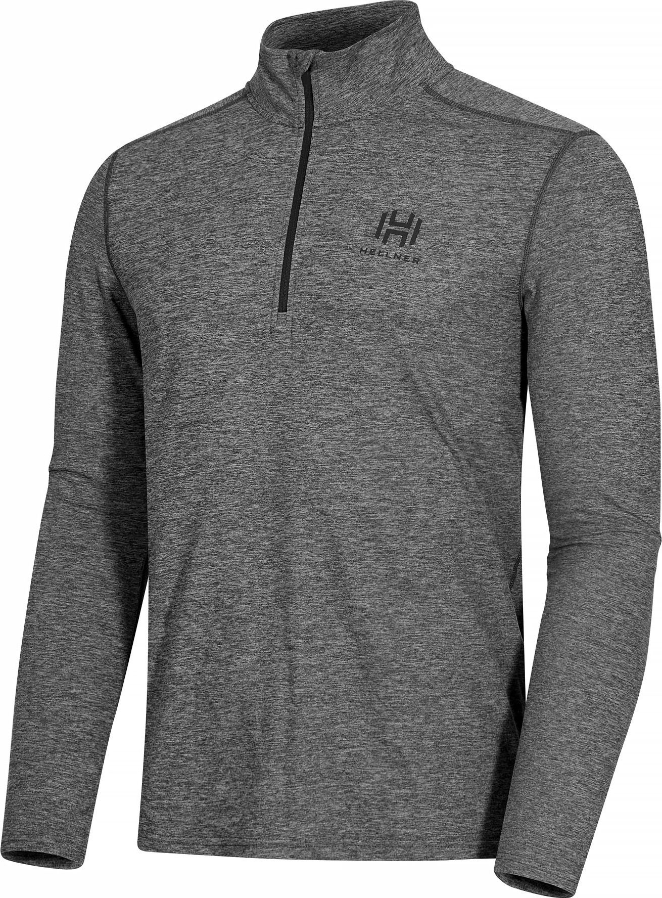 Hellner Men's Nunis Halfzip Long Sleeve Tee  Black Beauty Melange