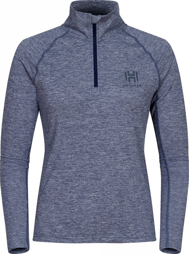 Hellner Women's Nunis Halfzip Long Sleeve Tee Dress Blue Melange Hellner
