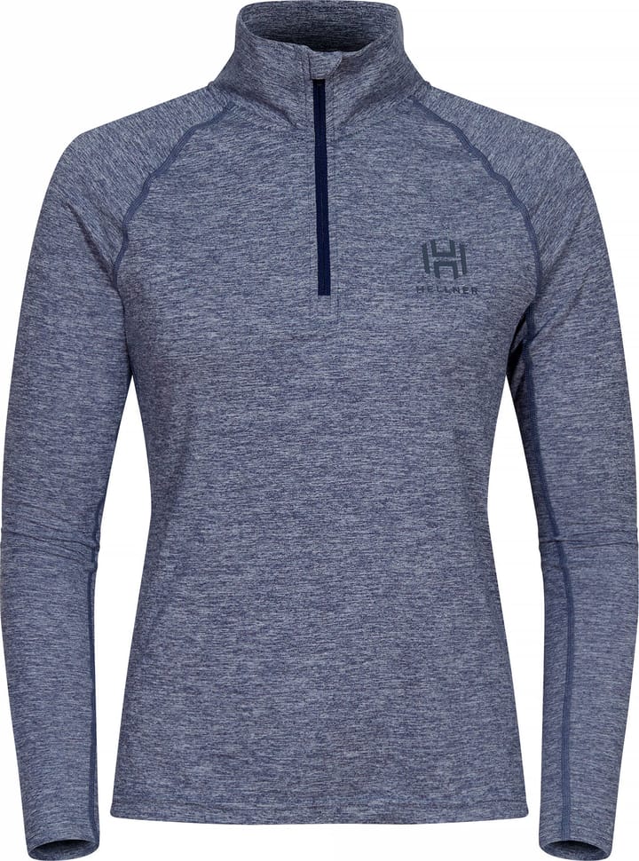 Hellner Women's Nunis Halfzip Long Sleeve Tee Dress Blue Melange Hellner
