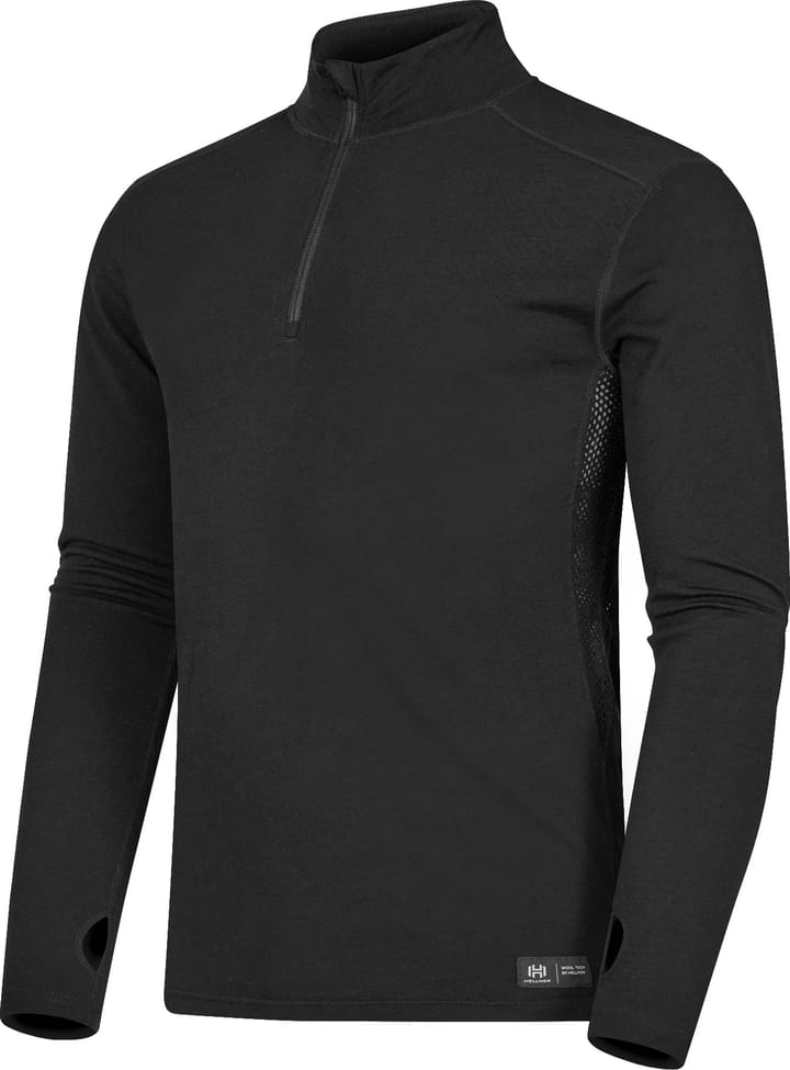 Hellner Men's Wool Tech Base Layer Long Sleeve  Black Beauty Hellner