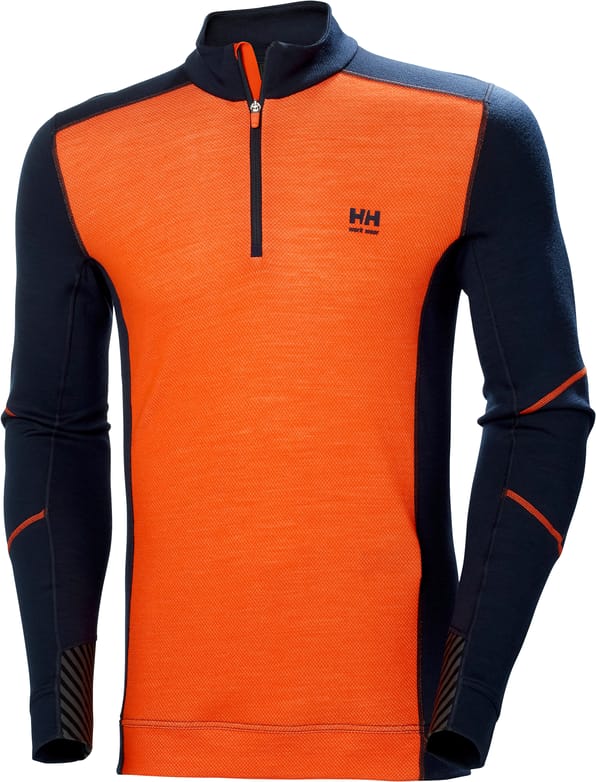 Helly Hansen Workwear Men's Halfzip Shirt Lifa Merino Navy/Orange Helly Hansen Workwear
