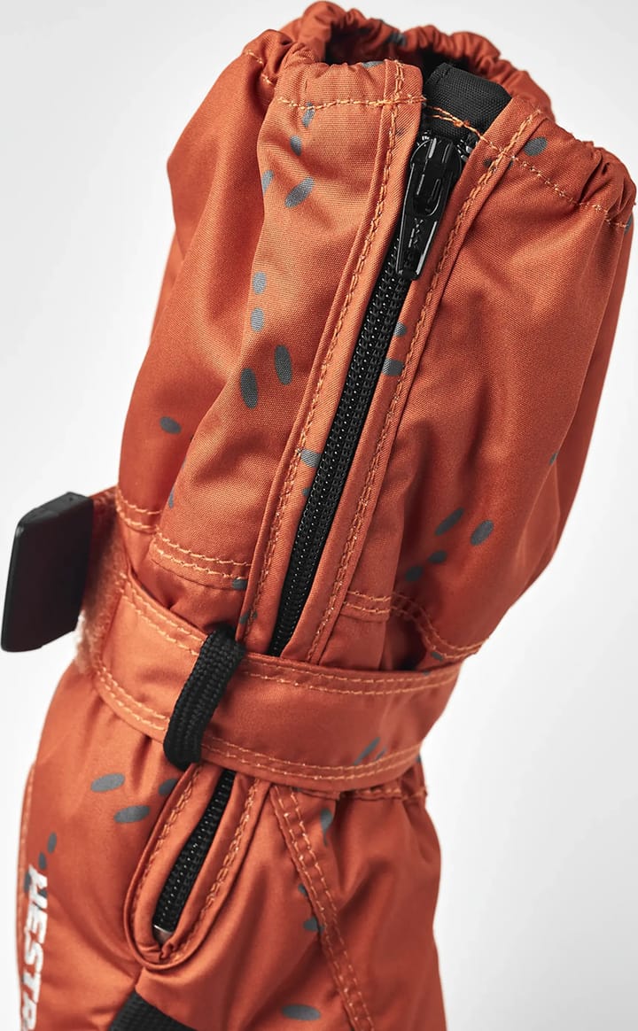 Hestra Baby Zip Long Mitt Orange Print Hestra