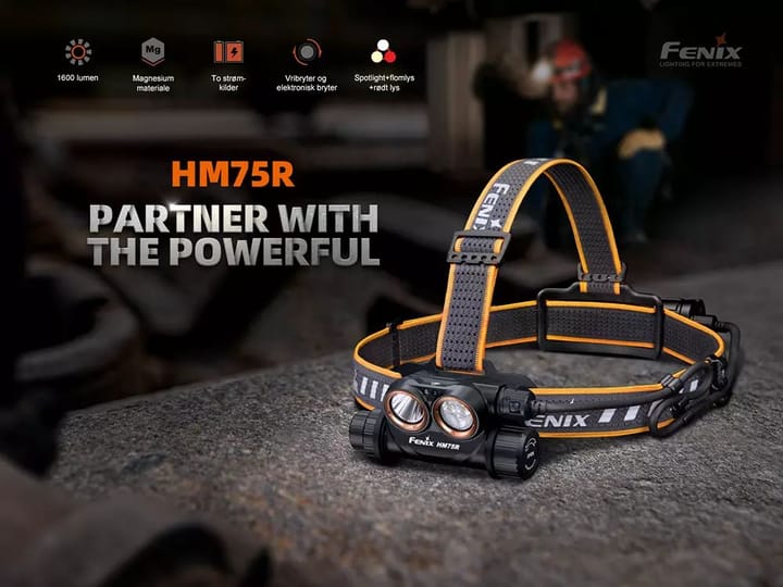 Fenix HM75R Hodelykt 2 Batteri H/R Lys Hodelykt Med To Strømkilder 1600lm Fenix Fenix HM75R Hodelykt 2 Batteri H/R Lys Hodelykt Med To Strømkilder 1600lm Fenix