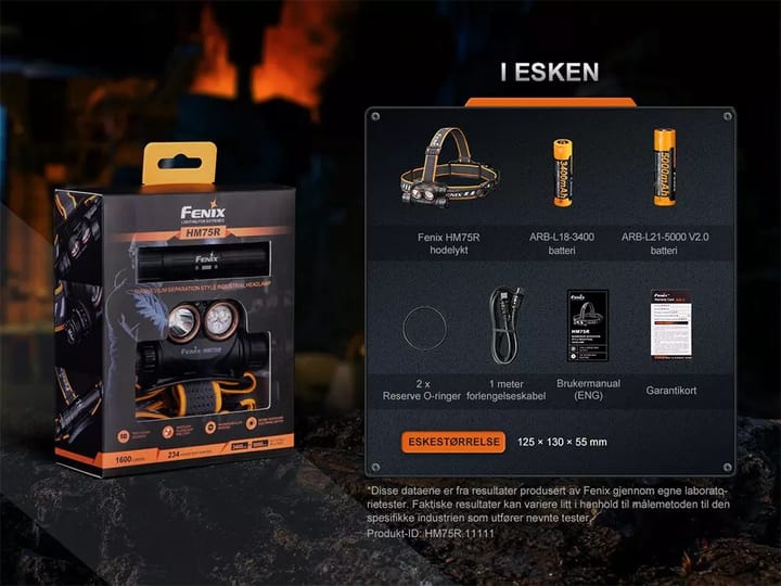 Fenix HM75R Hodelykt 2 Batteri H/R Lys Hodelykt Med To Strømkilder 1600lm Fenix Fenix HM75R Hodelykt 2 Batteri H/R Lys Hodelykt Med To Strømkilder 1600lm Fenix