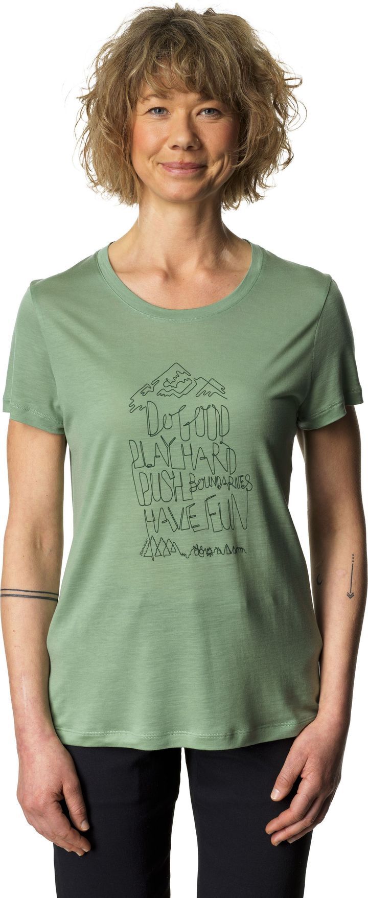 Houdini Women's Tree Message Tee Ginkgo Green Houdini